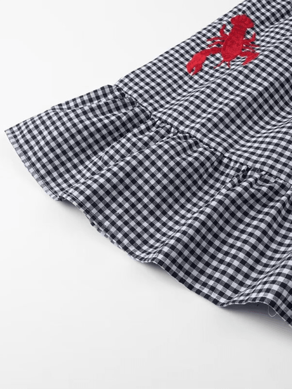 Maxi Jurk met Gingham en Bloemenborduurwerk - Group13 - Jurkjes.co