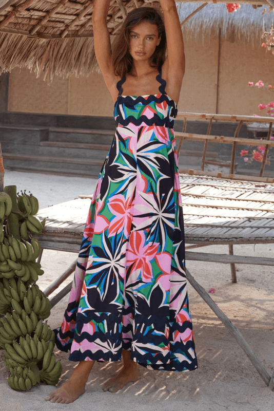 Maxi Jurk met Golfpatroon en A-lijn - Midi Dresses - Jurkjes.co