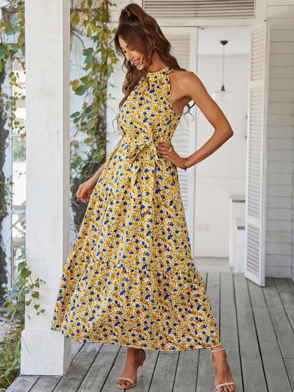 Maxi Jurk met Halterhals en Bloemenprint - Maxi Dresses - Jurkjes.co