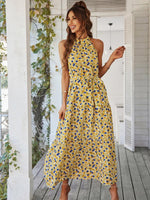 Maxi Jurk met Halterhals en Bloemenprint - Maxi Dresses - Jurkjes.co