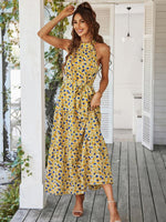 Maxi Jurk met Halterhals en Bloemenprint - Maxi Dresses - Jurkjes.co