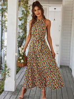 Maxi Jurk met Halterhals en Bloemenprint - Maxi Dresses - Jurkjes.co