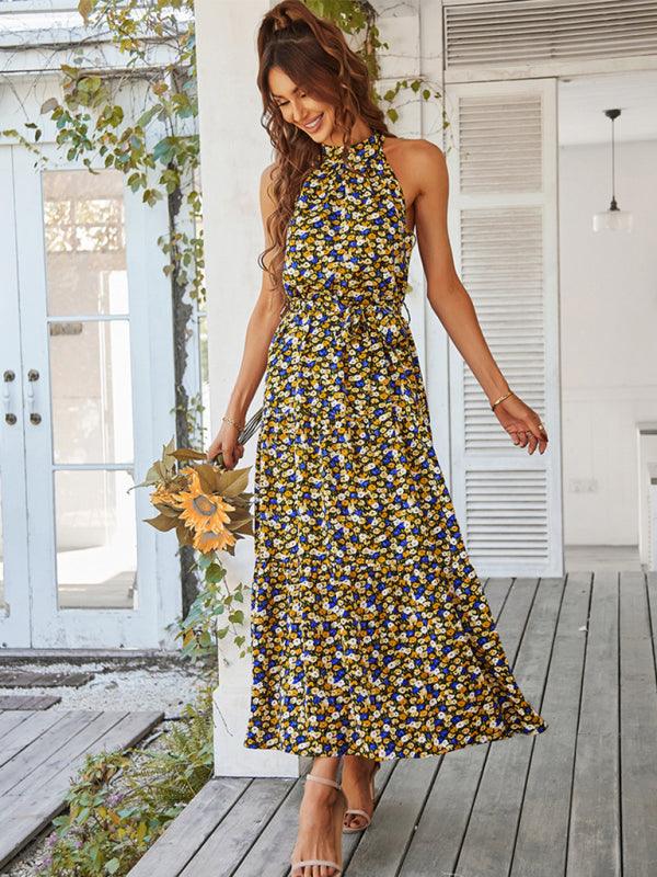 Maxi Jurk met Halterhals en Bloemenprint - Maxi Dresses - Jurkjes.co
