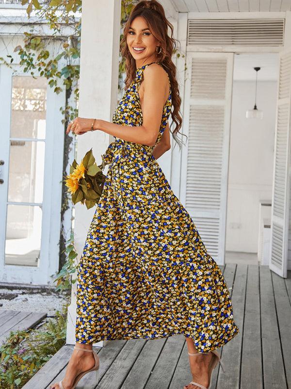 Maxi Jurk met Halterhals en Bloemenprint - Maxi Dresses - Jurkjes.co