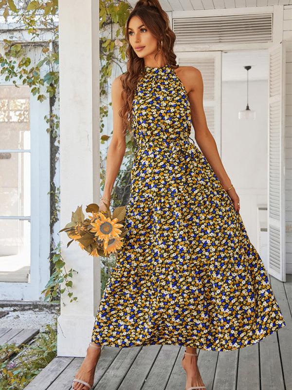 Maxi Jurk met Halterhals en Bloemenprint - Maxi Dresses - Jurkjes.co
