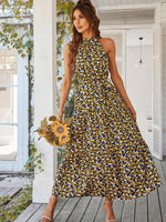 Maxi Jurk met Halterhals en Bloemenprint - Maxi Dresses - Jurkjes.co