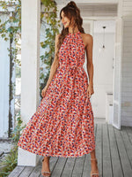 Maxi Jurk met Halterhals en Bloemenprint - Maxi Dresses - Jurkjes.co