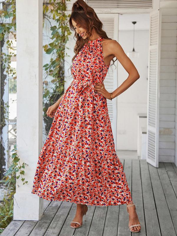 Maxi Jurk met Halterhals en Bloemenprint - Maxi Dresses - Jurkjes.co