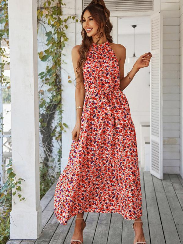 Maxi Jurk met Halterhals en Bloemenprint - Maxi Dresses - Jurkjes.co