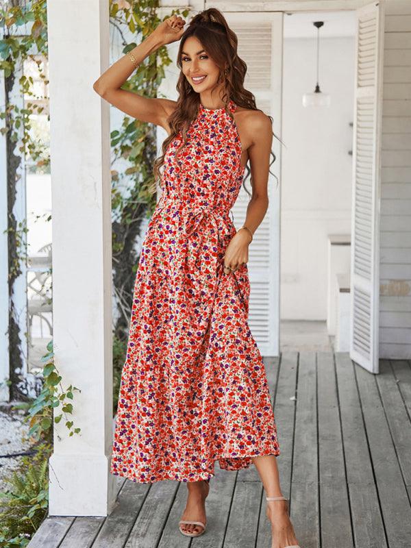 Maxi Jurk met Halterhals en Bloemenprint - Maxi Dresses - Jurkjes.co