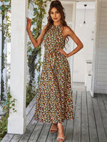 Maxi Jurk met Halterhals en Bloemenprint - Maxi Dresses - Jurkjes.co