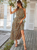 Maxi Jurk met Halterhals en Bloemenprint - Maxi Dresses - Jurkjes.co