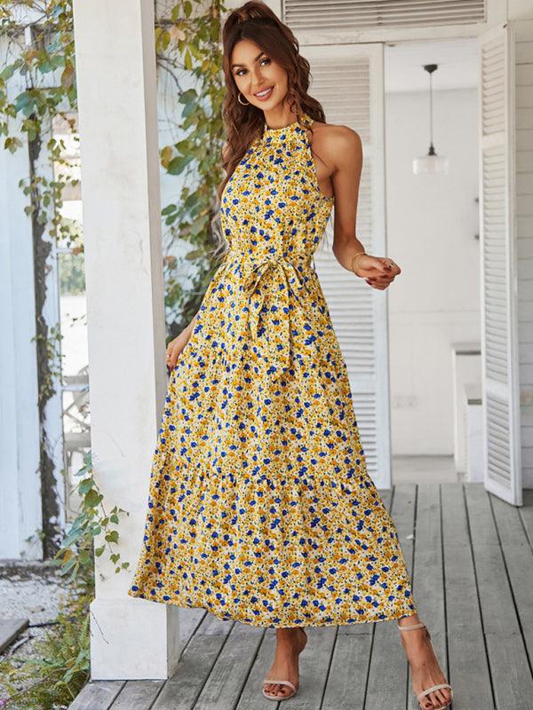 Maxi Jurk met Halterhals en Bloemenprint - Maxi Dresses - Jurkjes.co