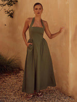 Maxi Jurk met Halterhals en Effen Kleur - Group1 - Jurkjes.co