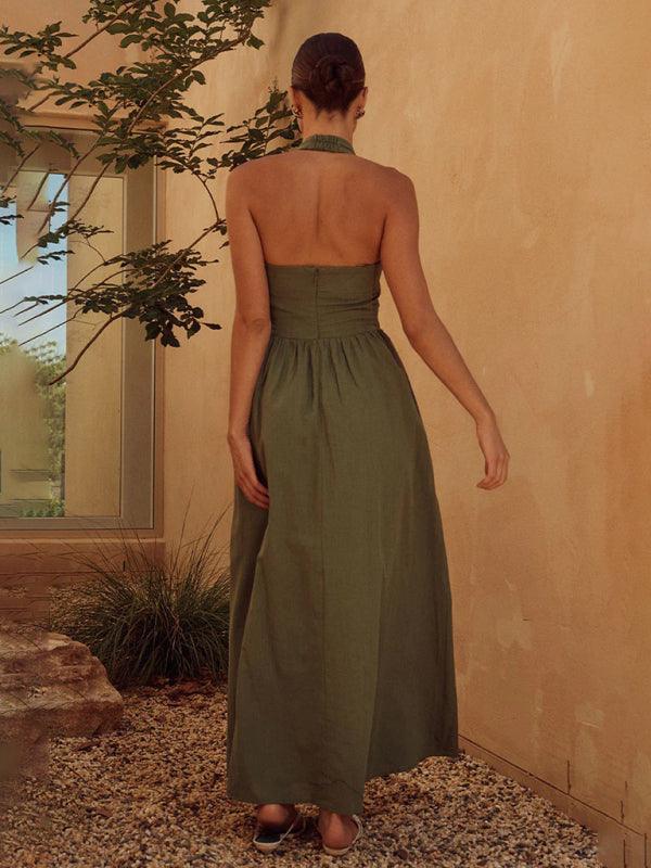 Maxi Jurk met Halterhals en Effen Kleur - Group1 - Jurkjes.co
