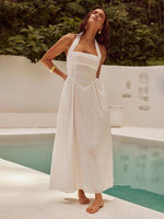 Maxi Jurk met Halterhals en Effen Kleur - Group1 - Jurkjes.co