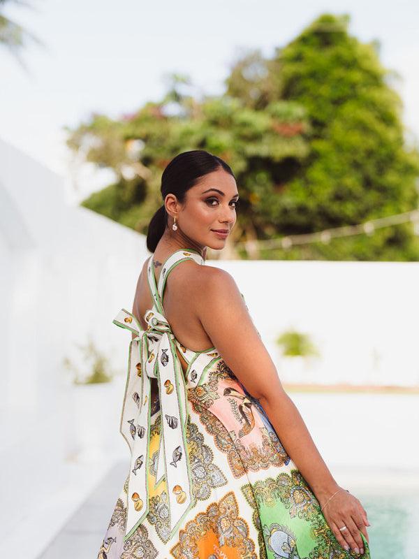 Maxi Jurk met Halterhals en Patchworkprint - Group9 - Jurkjes.co