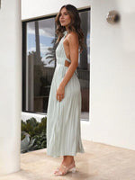 Maxi Jurk met Halterhals en Plooirok - Maxi Dresses - Jurkjes.co