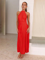 Maxi Jurk met Halterhals en Plooirok - Maxi Dresses - Jurkjes.co