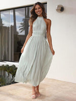 Maxi Jurk met Halterhals en Plooirok - Maxi Dresses - Jurkjes.co