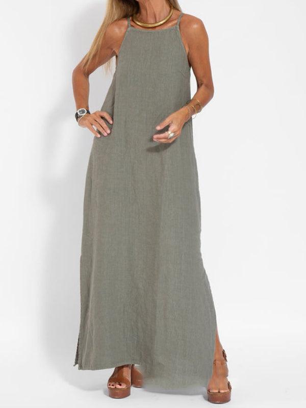 Maxi Jurk met Halterhals en Zijsplit - Maxi Dresses - Jurkjes.co