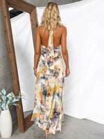 Maxi Jurk met Halternek en Abstracte Print - Group1 - Jurkjes.co