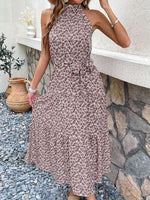 Maxi Jurk met Halternek en Bloemenprint - Maxi Dresses - Jurkjes.co