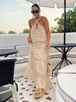 Maxi Jurk met Halternek en Bloemenprint - Maxi Dresses - Jurkjes.co