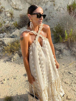 Maxi Jurk met Halternek en Bloemenprint - Maxi Dresses - Jurkjes.co