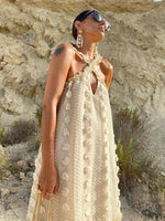 Maxi Jurk met Halternek en Bloemenprint - Maxi Dresses - Jurkjes.co