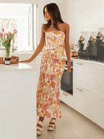 Maxi Jurk met Halternek en Bloemenprint - Maxi Dresses - Jurkjes.co