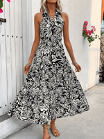 Maxi Jurk met Halternek en Bloemenprint - Maxi Dresses - Jurkjes.co