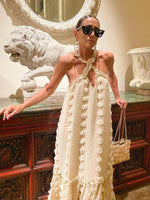 Maxi Jurk met Halternek en Bloemenprint - Maxi Dresses - Jurkjes.co