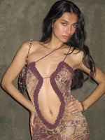 Maxi Jurk met Halternek en Dierenprint - Maxi Dresses - Jurkjes.co