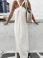 Maxi Jurk met Halternek en Effen Design - Maxi Dresses - Jurkjes.co