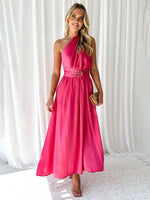 Maxi Jurk met Halternek en Effen Design - Maxi Dresses - Jurkjes.co