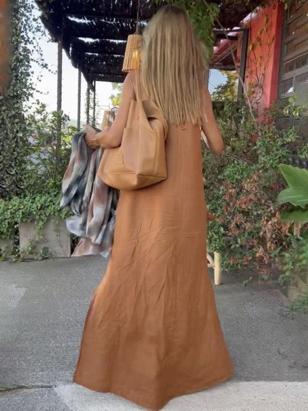 Maxi Jurk met Halternek en Effen Design - Maxi Dresses - Jurkjes.co