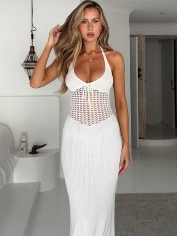 Maxi Jurk met Halternek en Gehaakt Patroon - Group14 - Jurkjes.co