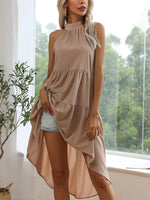 Maxi Jurk met Halternek en Gelaagde Ruches - Maxi Dresses - Jurkjes.co