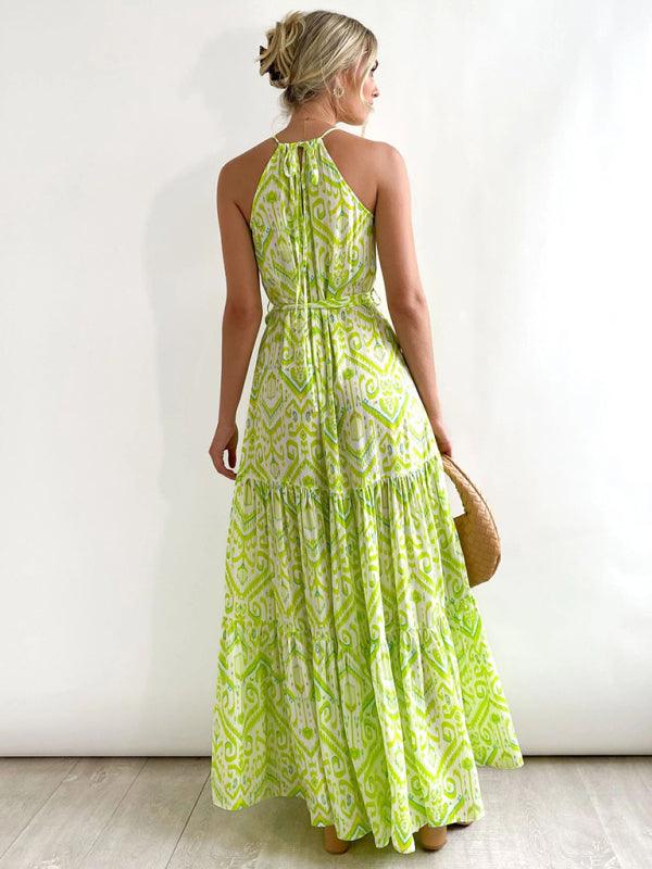 Maxi Jurk met Halternek en Geometrisch Patroon - Group5 - Jurkjes.co