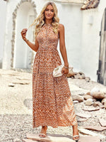 Maxi Jurk met Halternek en Geometrisch Patroon - Maxi Dresses - Jurkjes.co