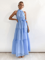 Maxi Jurk met Halternek en Geometrisch Patroon - Maxi Dresses - Jurkjes.co