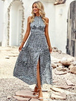 Maxi Jurk met Halternek en Geometrisch Patroon - Maxi Dresses - Jurkjes.co