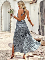 Maxi Jurk met Halternek en Geometrisch Patroon - Maxi Dresses - Jurkjes.co