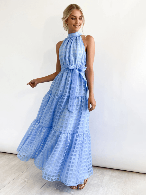 Maxi Jurk met Halternek en Geometrisch Patroon - Maxi Dresses - Jurkjes.co