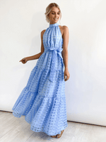 Maxi Jurk met Halternek en Geometrisch Patroon - Maxi Dresses - Jurkjes.co