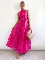 Maxi Jurk met Halternek en Geometrisch Patroon - Maxi Dresses - Jurkjes.co