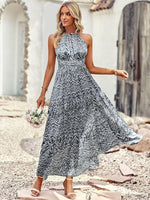 Maxi Jurk met Halternek en Geometrisch Patroon - Maxi Dresses - Jurkjes.co