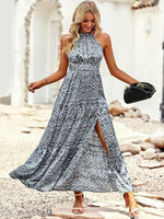Maxi Jurk met Halternek en Geometrisch Patroon - Maxi Dresses - Jurkjes.co