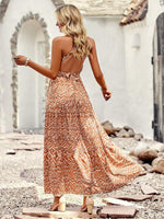 Maxi Jurk met Halternek en Geometrisch Patroon - Maxi Dresses - Jurkjes.co